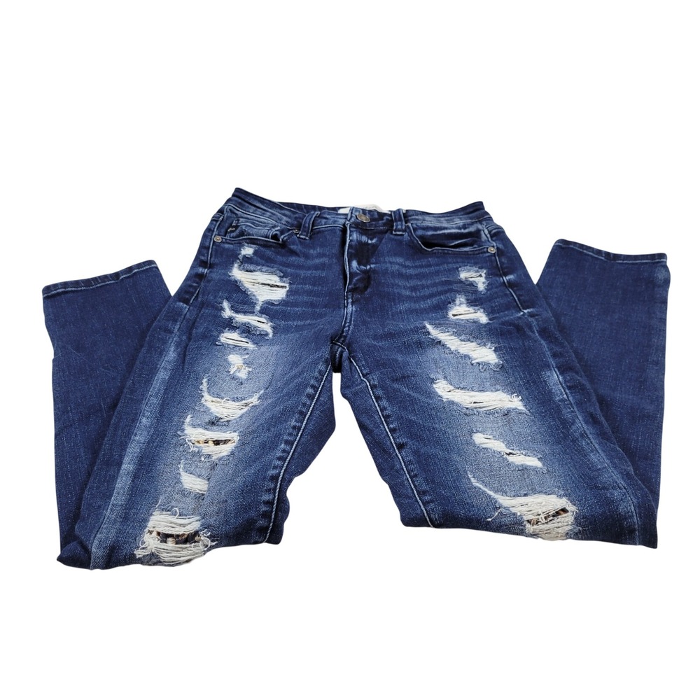 KanCan‎ Skinny Jeans Womens 5/26 Blue Excellent Distressed Leopard KC7304D